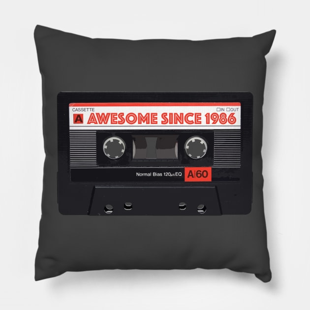 Classic Cassette Tape Mixtape - Awesome Since 1986 Birthday Gift Pillow by DankFutura