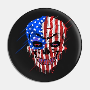 skull-head-with-usa-america-flag design Pin