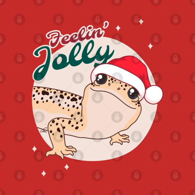 Mack Snow Leopard Gecko, Christmas Edition! Feelin Jolly! Green BG by anacecilia