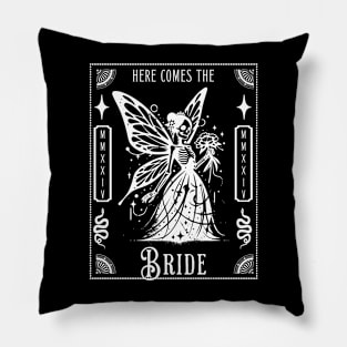 Here Comes The Skeleton Bride Fairy Gothic Cottagecore Tarot Pillow