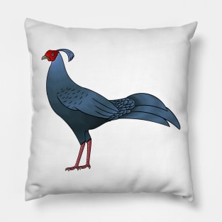 Siamese fireback bird cartoon illustration Pillow