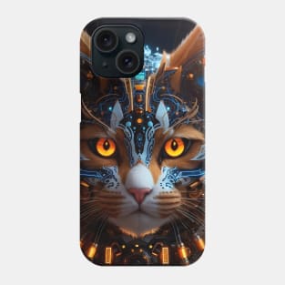 Sci-fi Robotic White Cat Head Phone Case