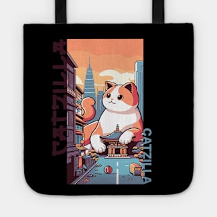 Catzilla Japanese Funny Cat Kawaii Parody Vintage Catzilla Tote