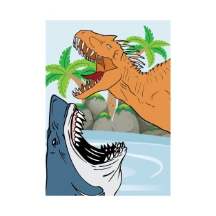 Shark And Dinosaur For Boys Gifts T-Shirt