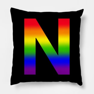 Rainbow Letter N Pillow