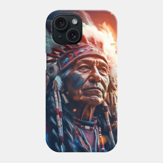 Native Indian Warrior Spirit Fantastic Cosmic Magical Phone Case by Cubebox