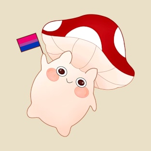 dancing and waving mushroom with bisexual pride flag T-Shirt