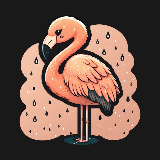 Cute Pink Svelte Flamingo Portrait by CutePlanetEarth