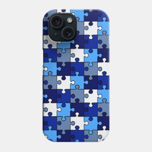 Blue and white puzzle design Phone Case