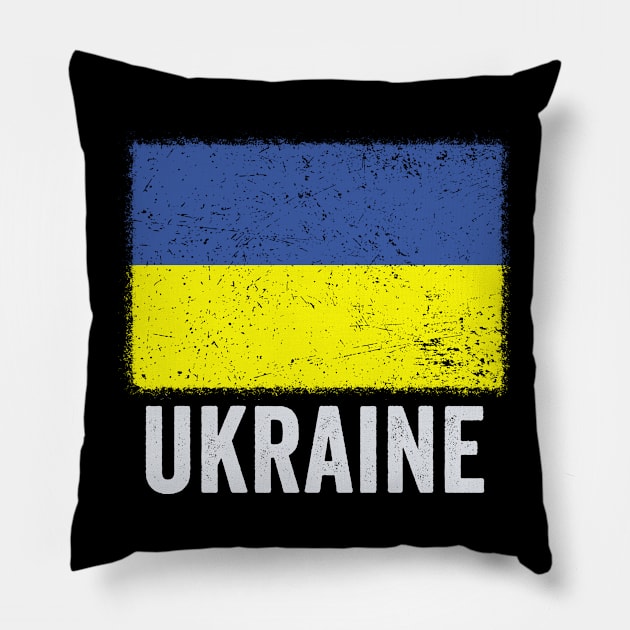 Ukraine Retro Ukraine Flag Pillow by Hawenog