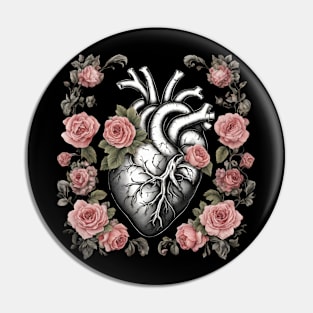 Anatomical Floral Heart Pin