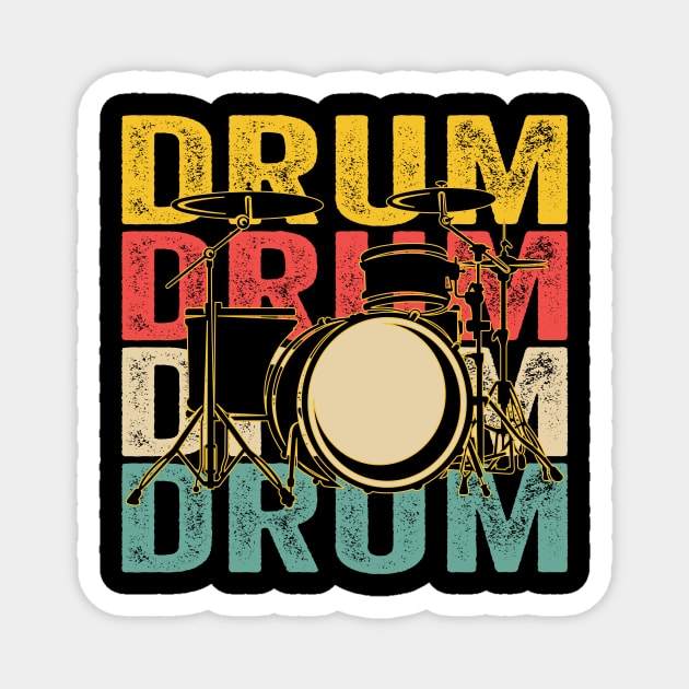 Drums Drummer Band Drumset Retro Vintage Magnet by Wakzs3Arts