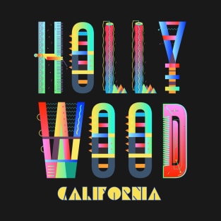 Hollywood, California - Cool Funky Cali Colorful - T-Shirt