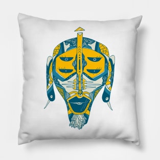 Retro Wave African Mask No 11 Pillow