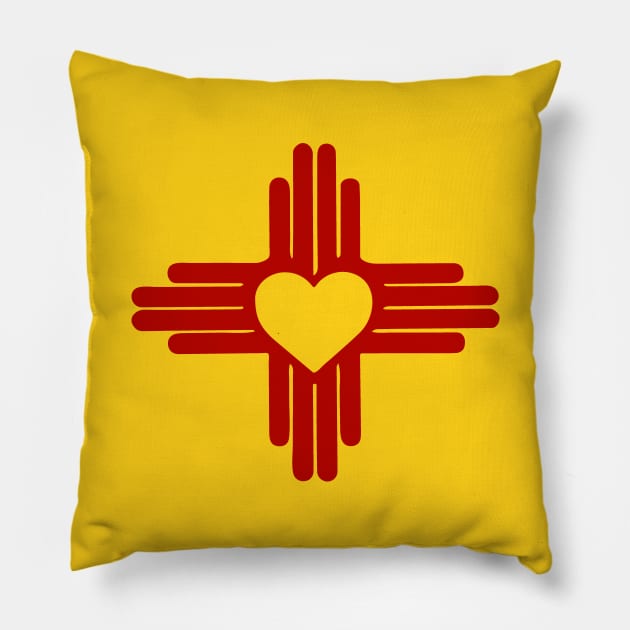 Zia Heart Symbol - New Mexico State Flag Pillow by DeadBeatElite