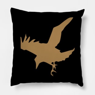 Raven or Crow In Flight Silhouette Cut Out Pillow