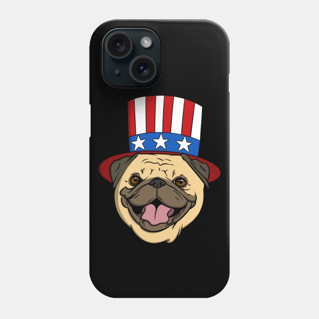 Pug Face American Top Hat Phone Case by pako-valor