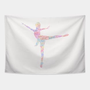 Dancer Lady Woman Silhouette Shape Text Word Cloud Tapestry