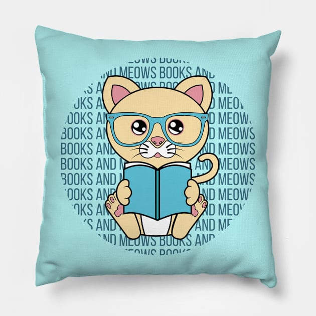 All I Need is books and cats, books and cats, books and cats lover Pillow by JS ARTE