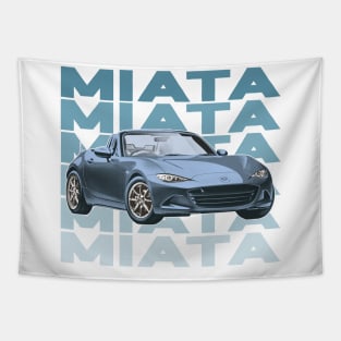 Mazda Miata (Blue) / Retro Style Sunset Design Tapestry