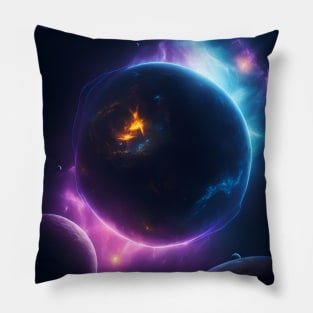 Planets Lights In Space Pillow