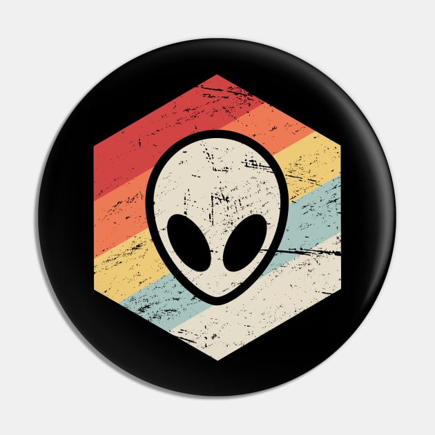 Retro Vintage Conspiracy Theory Alien UFO Pin by MeatMan