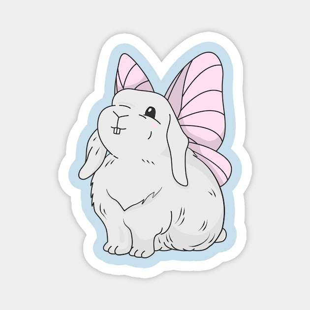 Fairy Bunny Rabbit - COLORED Cute Illustration Magnet by JosanDSGN