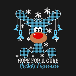 Reindeer Hope For A Cure Prostate Awareness Christmas T-Shirt