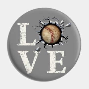 I Love Baseball LOVE Breakout Ball Pin