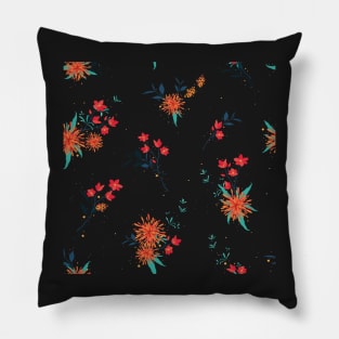 Orange and Red Flowers Pillow