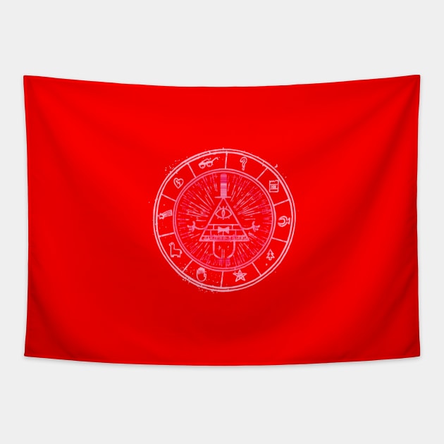 Bill Cipher Wheel RED ( Gravity Falls ) Tapestry by pixtees