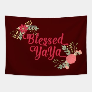 Blessed YaYa Floral Christian Grandma Gift Tapestry