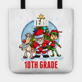 Team 10TH GRADE Santa Elf Reindeer Flossing Kids Christmas Tote