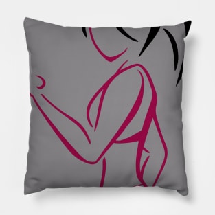 Fitness girl cartoon Pillow