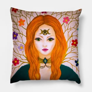 Red head wiccan witch Pillow