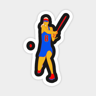 NEON RETRO TENNIS PLAYER GIRL NUMBER 8 Magnet