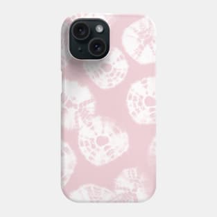 Shibori Kumo tie dye soft pink dots over white Phone Case