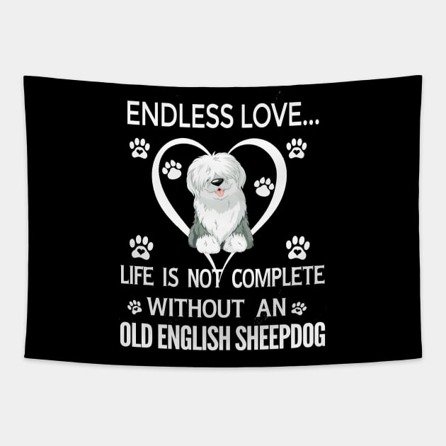 Old English Sheepdog Tshirt Tapestry by bienvaem