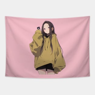 cute simple anime girl Tapestry