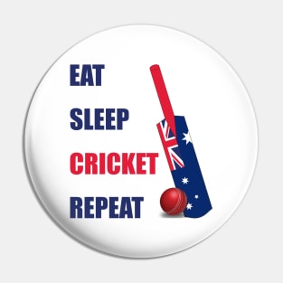 Eat Sleep Cricket Repeat Australia Flag Cricket Bat Pin