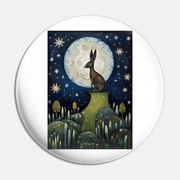 Moonlit Reverie: The Hare's Serenity Pin by thewandswant