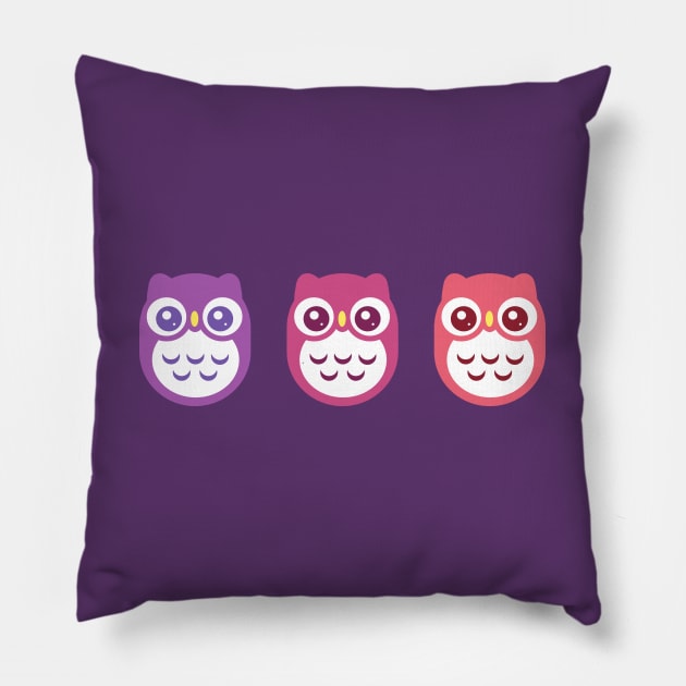 Violet Purple Pink Baby Owls Pillow by ClaudiaRinaldi