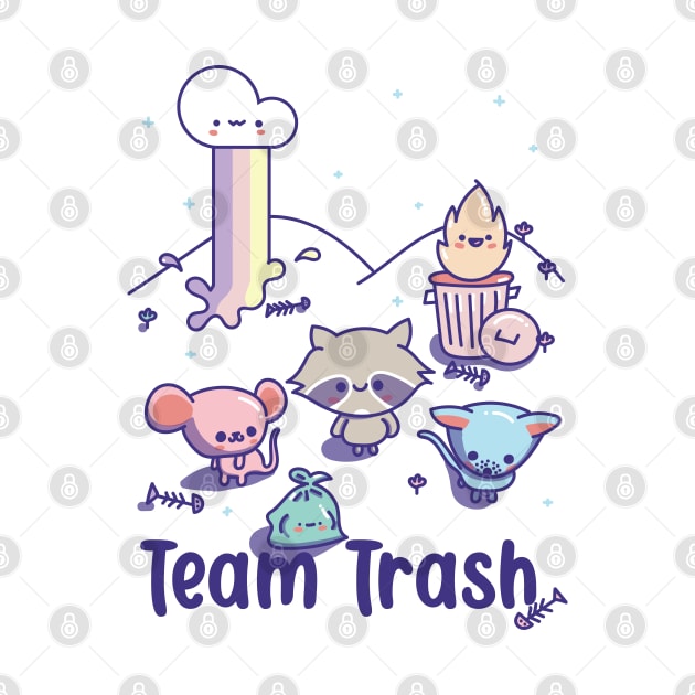 Kawaii Raccoon, Rat and Opossum, Team Trash Pastel Rainbow by YourGoods