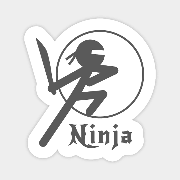 Stickman Ninja - Grey Magnet by Design Fern