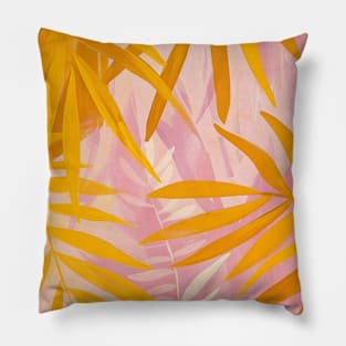 Boho Palm Leaves Tropical pink Pillow