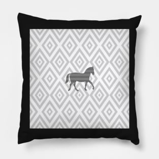 Horse - abstract geometric pattern - gray. Pillow