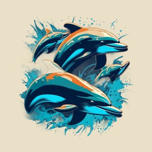 Sea Symphony Grunge Dolphins T-Shirt