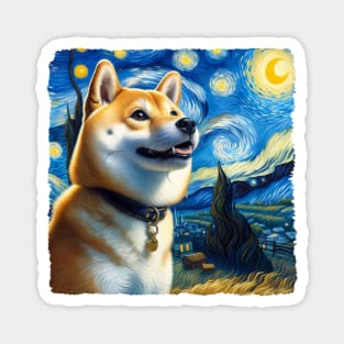 Starry Shiba Inu Dog Portrait - Pet Portrait Magnet