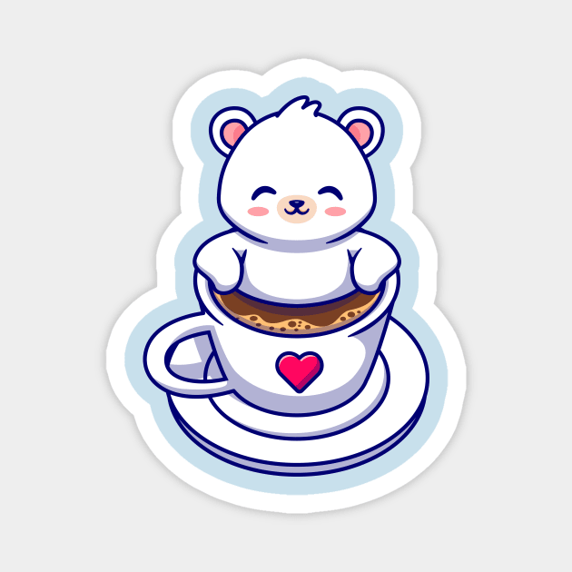 Cute Baby Polar Bear In Coffee Cup Cartoon Magnet by Catalyst Labs