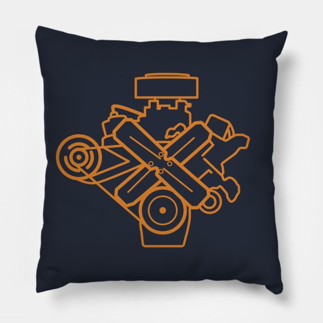 273 Commando - Engine Outline Pillow by jepegdesign